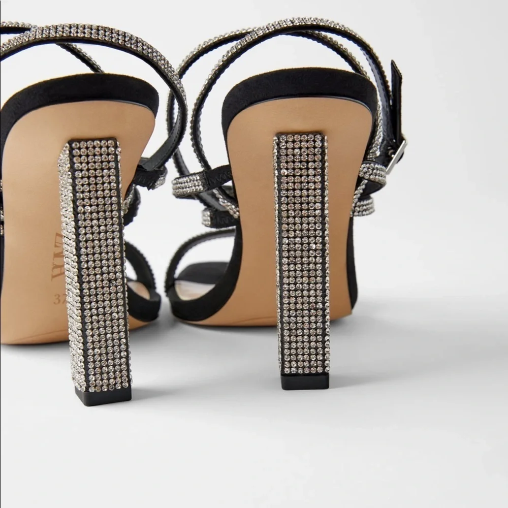 ZARA Jewel Beaded Heeled Sandals - Picture 4 of 7